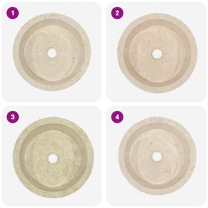 vidaXL Wash Basin Cream Ø40x15 cm Marble
