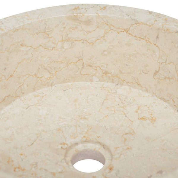 vidaXL Wash Basin Cream Ø40x15 cm Marble