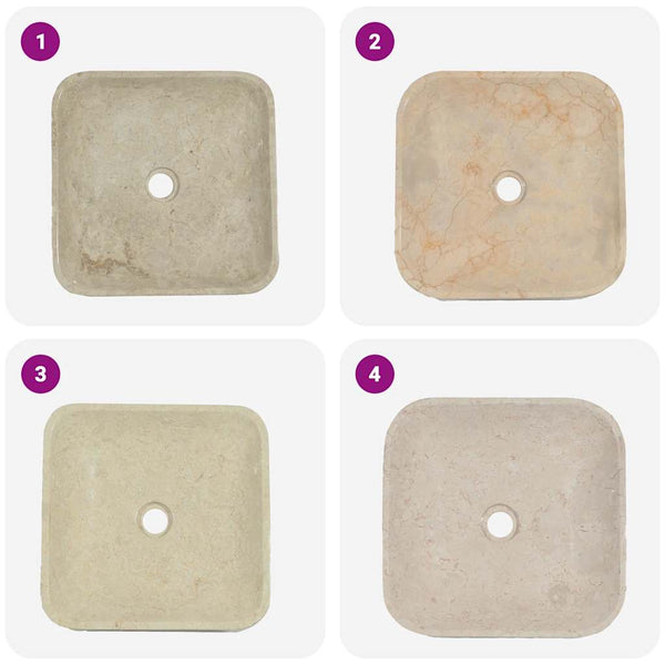 Waschbecken Creme 40x40x10 cm Marmor