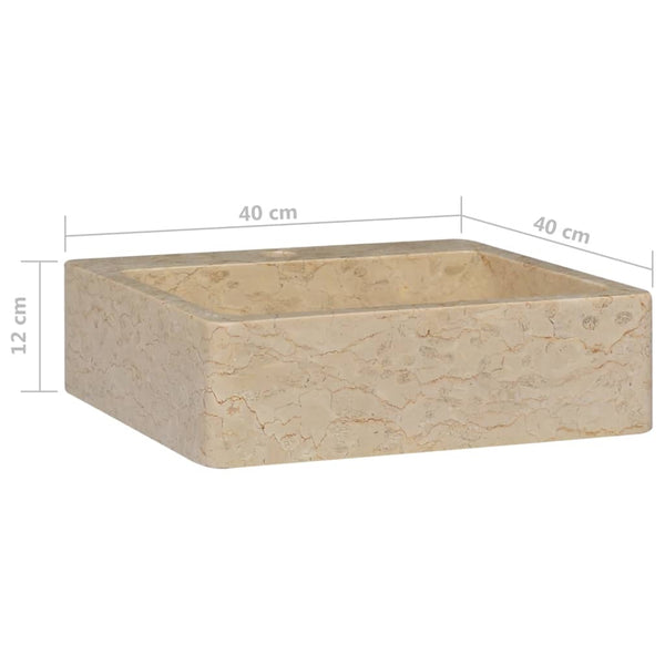 vidaXL Wash Basin Cream 40x40x12 cm Marble