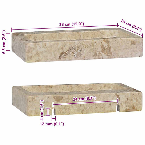 Wandwaschbecken Creme 38x24x6,5 cm Marmor