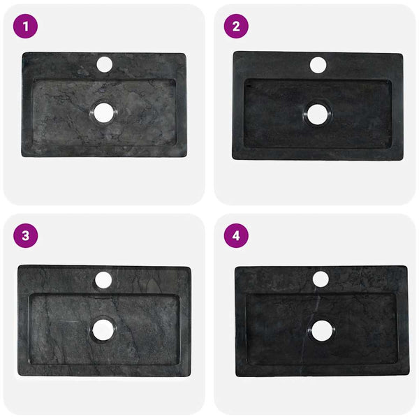 Wandwaschbecken Schwarz 38x24x6,5 cm Marmor