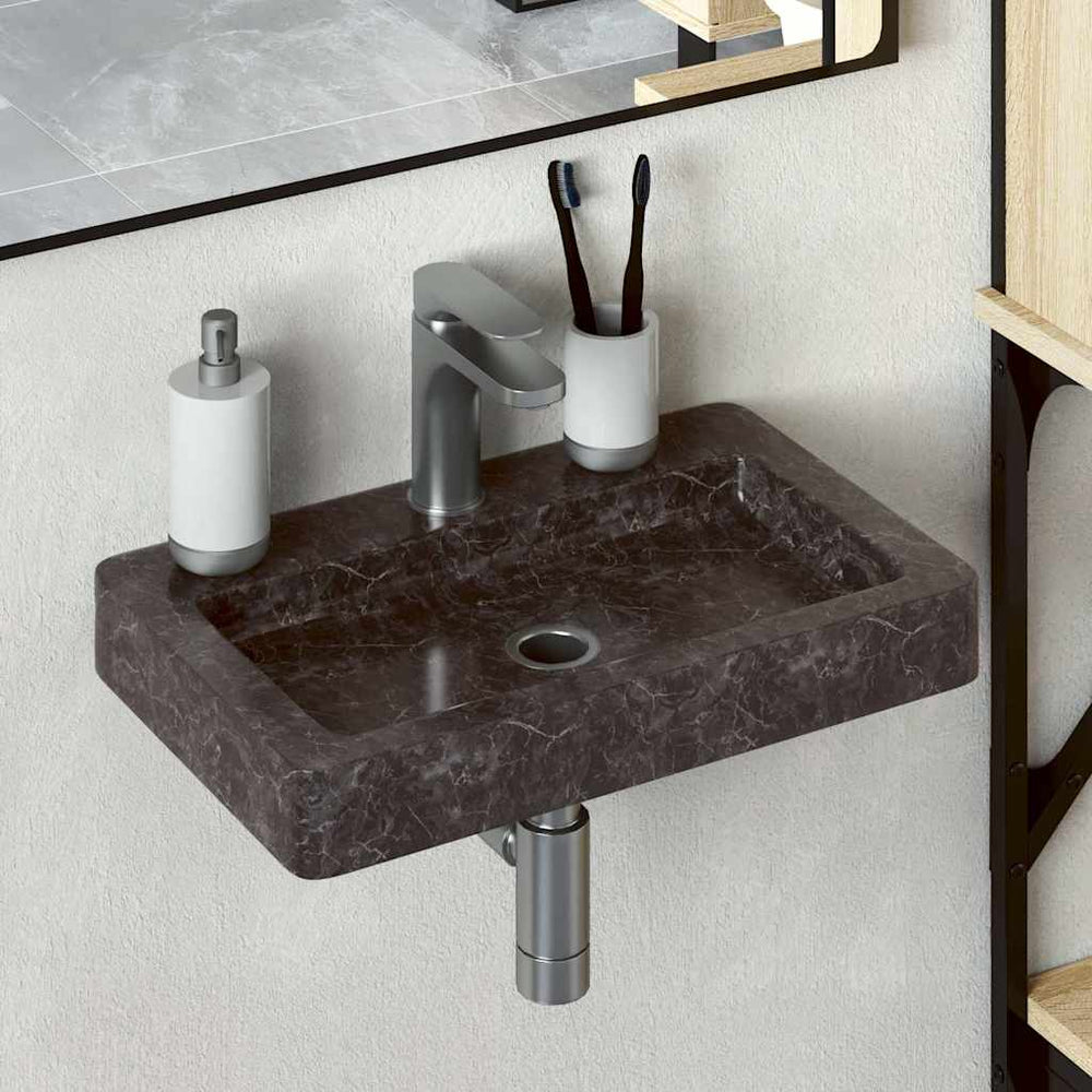 Wandwaschbecken Schwarz 38x24x6,5 cm Marmor