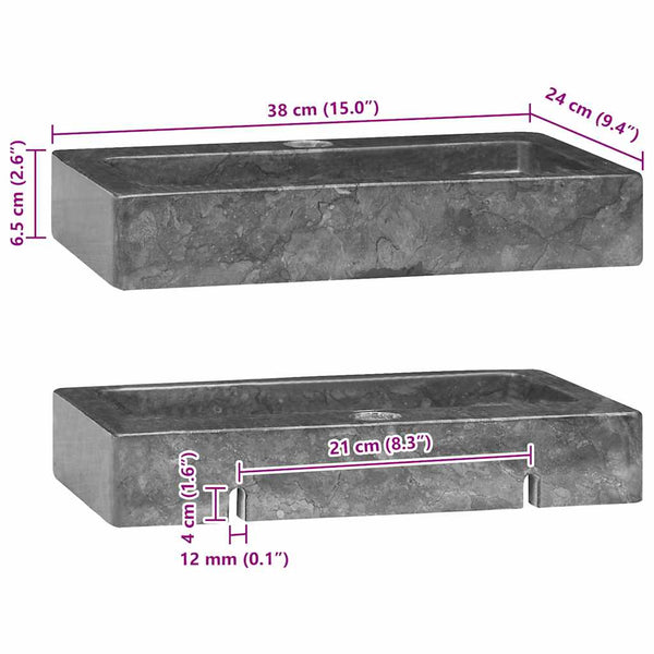 Wandwaschbecken Grau 38x24x6,5 cm Marmor