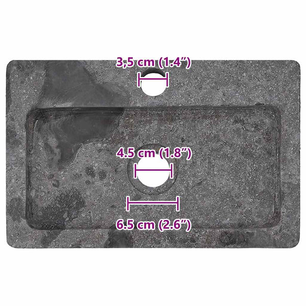 Wandwaschbecken Grau 38x24x6,5 cm Marmor