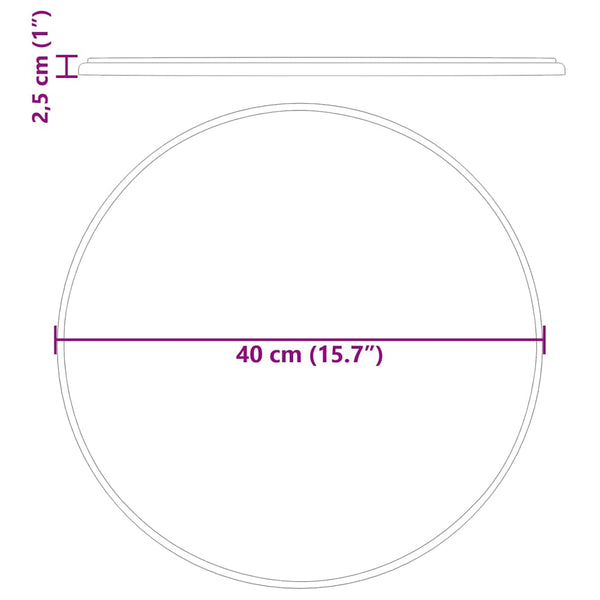 Tischplatte Schwarz Ø40x2,5 cm Marmor