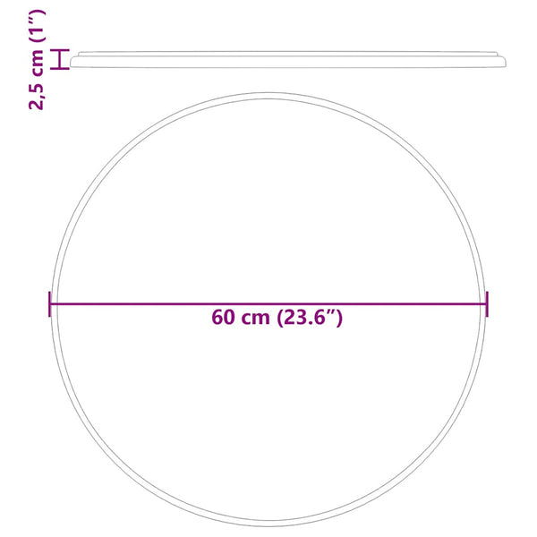 Tischplatte Grau Ø60x2,5 cm Marmor