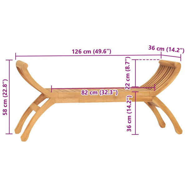 vidaXL Banc de jardin 126 cm en bois de teck massif