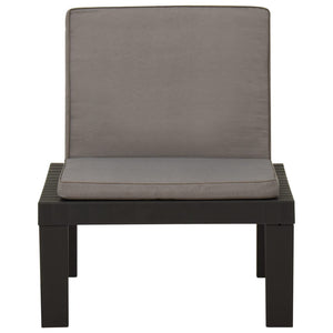 Garten-Lounge-Stuhl mit Auflage Kunststoff Grau