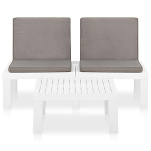 2-tlg. Garten-Lounge-Set mit Auflagen Kunststoff Weiß