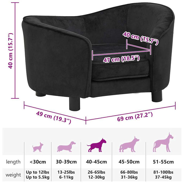 Hundesofa Schwarz 69x49x40 cm Plüsch