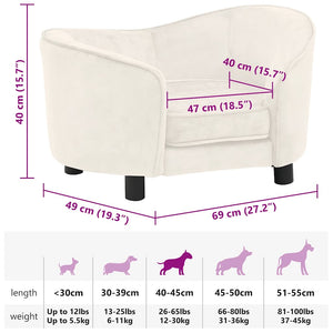Hundesofa Creme 69x49x40 cm Plüsch