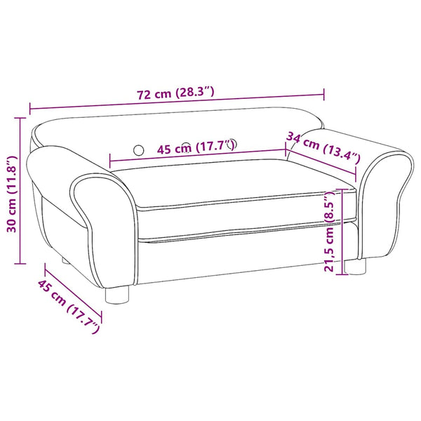 Hundesofa Türkis 72x45x30 cm Plüsch