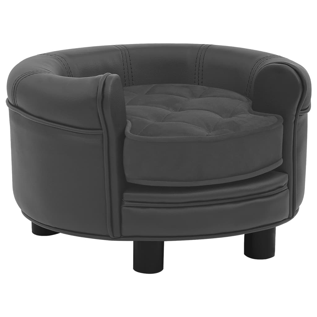 Hundesofa Dunkelgrau 48x48x32 cm Plüsch und Kunstleder