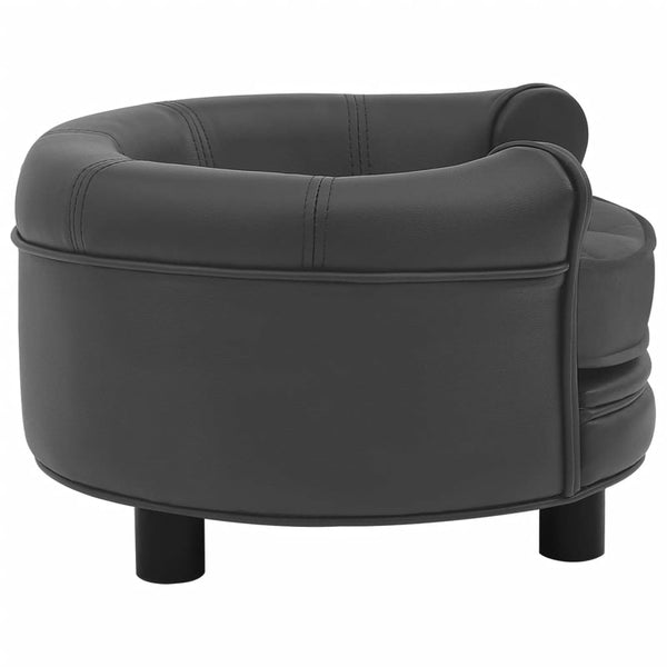 Hundesofa Dunkelgrau 48x48x32 cm Plüsch und Kunstleder