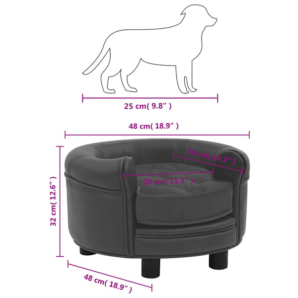 Hundesofa Dunkelgrau 48x48x32 cm Plüsch und Kunstleder