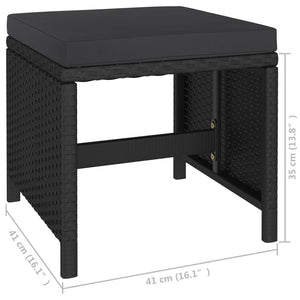6-tlg. Garten-Essgruppe mit Auflagen Poly Rattan Schwarz