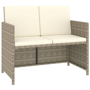 6-tlg. Garten-Essgruppe mit Auflagen Poly Rattan Beige
