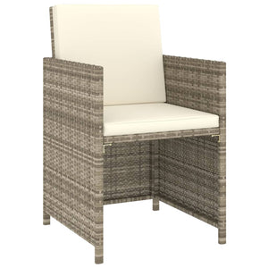 6-tlg. Garten-Essgruppe mit Auflagen Poly Rattan Beige