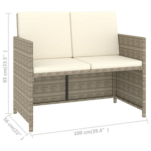 6-tlg. Garten-Essgruppe mit Auflagen Poly Rattan Beige