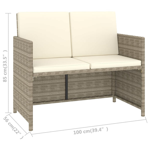 6-tlg. Garten-Essgruppe mit Auflagen Poly Rattan Beige