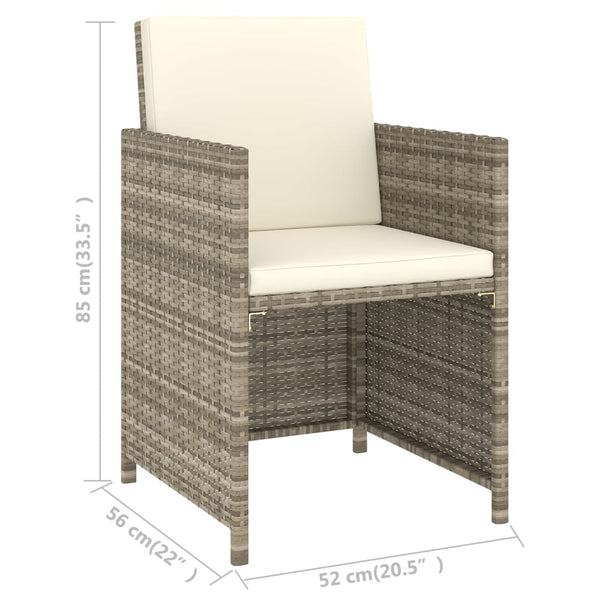 6-tlg. Garten-Essgruppe mit Auflagen Poly Rattan Beige