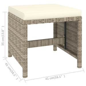 6-tlg. Garten-Essgruppe mit Auflagen Poly Rattan Beige