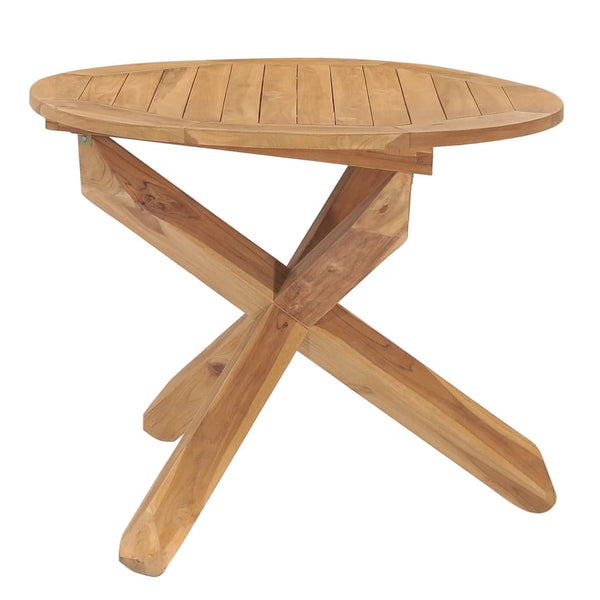 vidaXL Table de salle à manger de jardin Ø 90 x 75 cm teck massif
