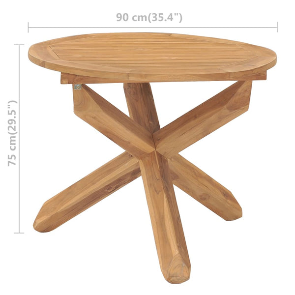 vidaXL Table de salle à manger de jardin Ø 90 x 75 cm teck massif