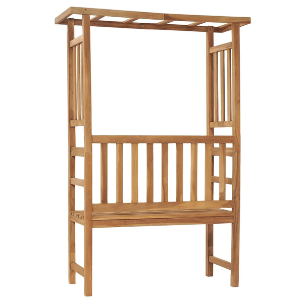 Gartenbank mit Pergola 115 cm Massivholz Teak