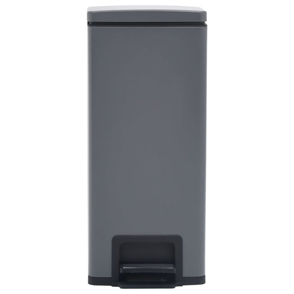 Mülleimer mit Pedal Anti-Fingerabdruck 30 L Grau Edelstahl