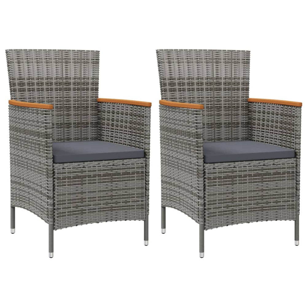 Garten-Essstühle 2 Stk. Poly Rattan Grau