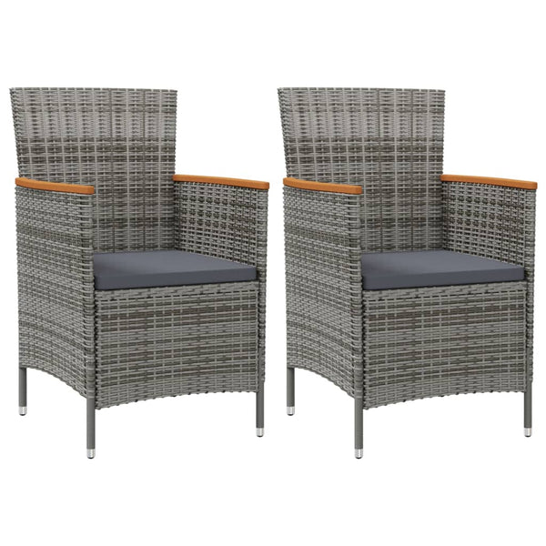 Garten-Essstühle 2 Stk. Poly Rattan Grau