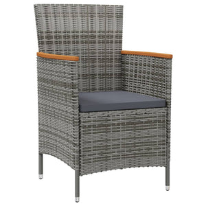 Garten-Essstühle 2 Stk. Poly Rattan Grau