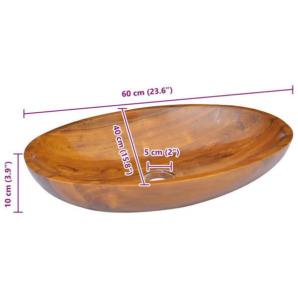 Teak Waschbecken Massivholz 60x40 cm