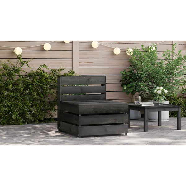 Garten-Mittelsofa aus Paletten Grau Kiefernholz Imprägniert