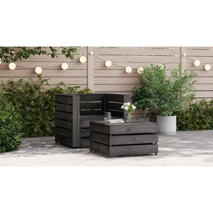 2-tlg. Garten-Paletten-Lounge-Set Kiefernholz Grau Imprägniert