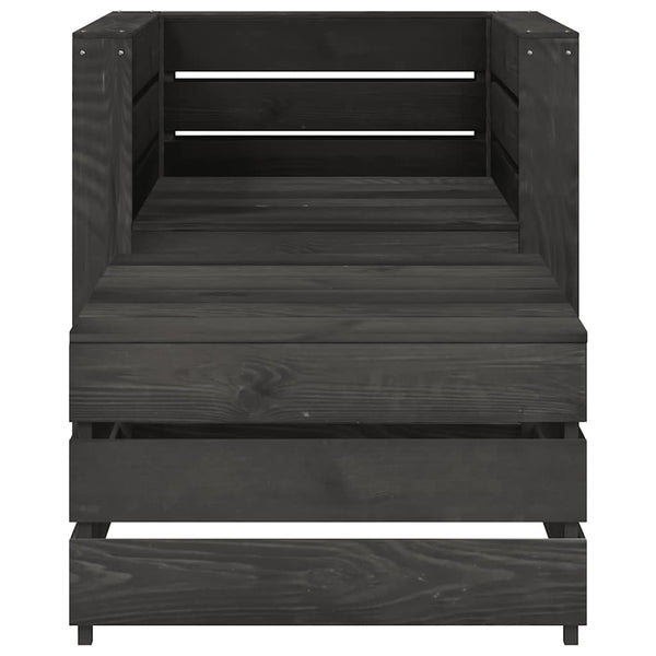 2-tlg. Garten-Paletten-Lounge-Set Kiefernholz Grau Imprägniert