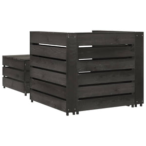 2-tlg. Garten-Paletten-Lounge-Set Kiefernholz Grau Imprägniert