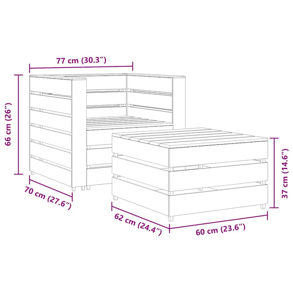 2-tlg. Garten-Lounge-Set aus Paletten Imprägniertes Kiefernholz