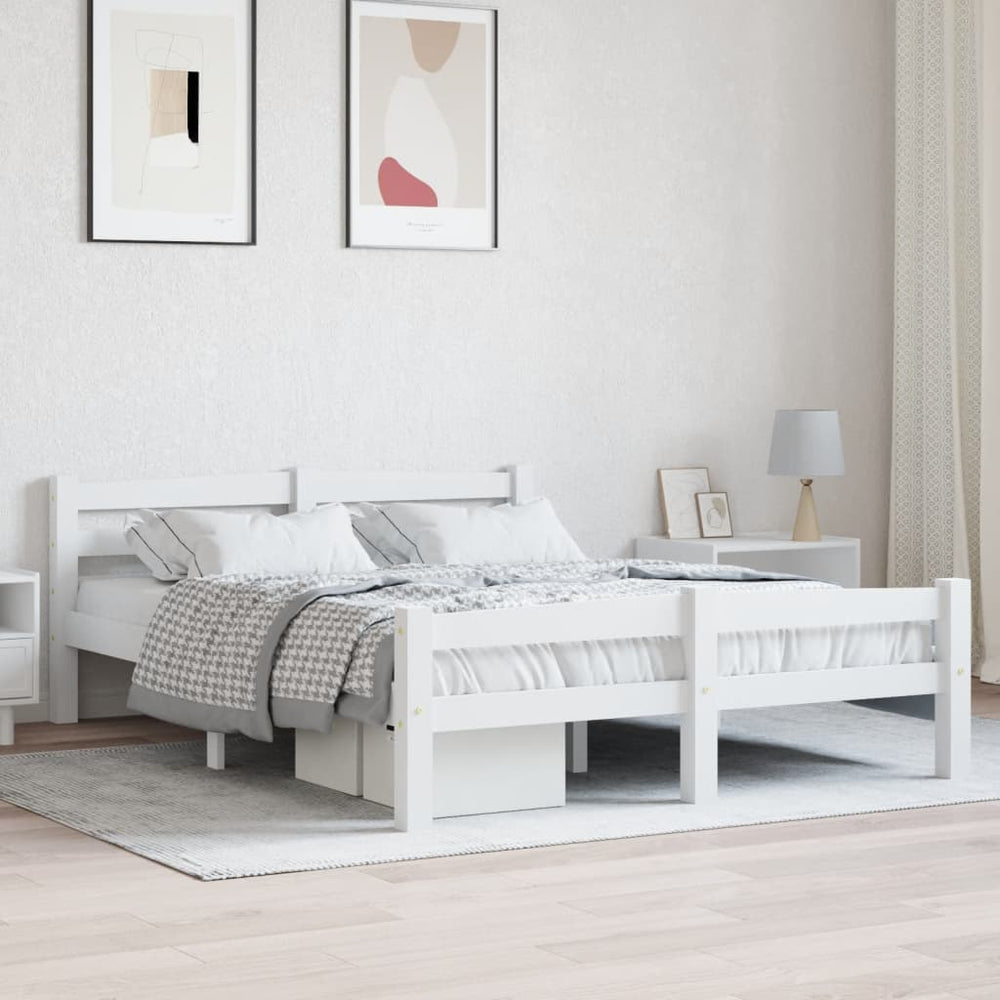 vidaXL Solid Wood Bed White Pine 120x200 cm