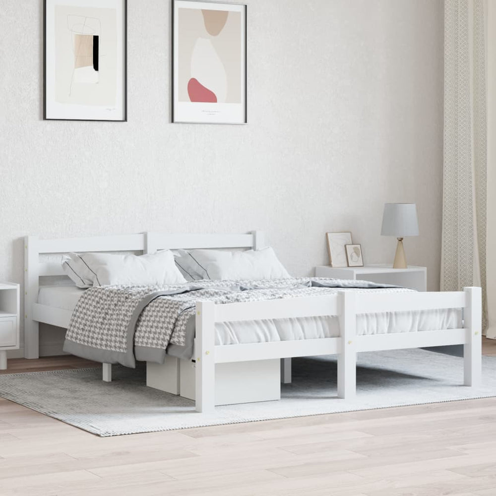 vidaXL Solid Pine Bed White 140x200 cm