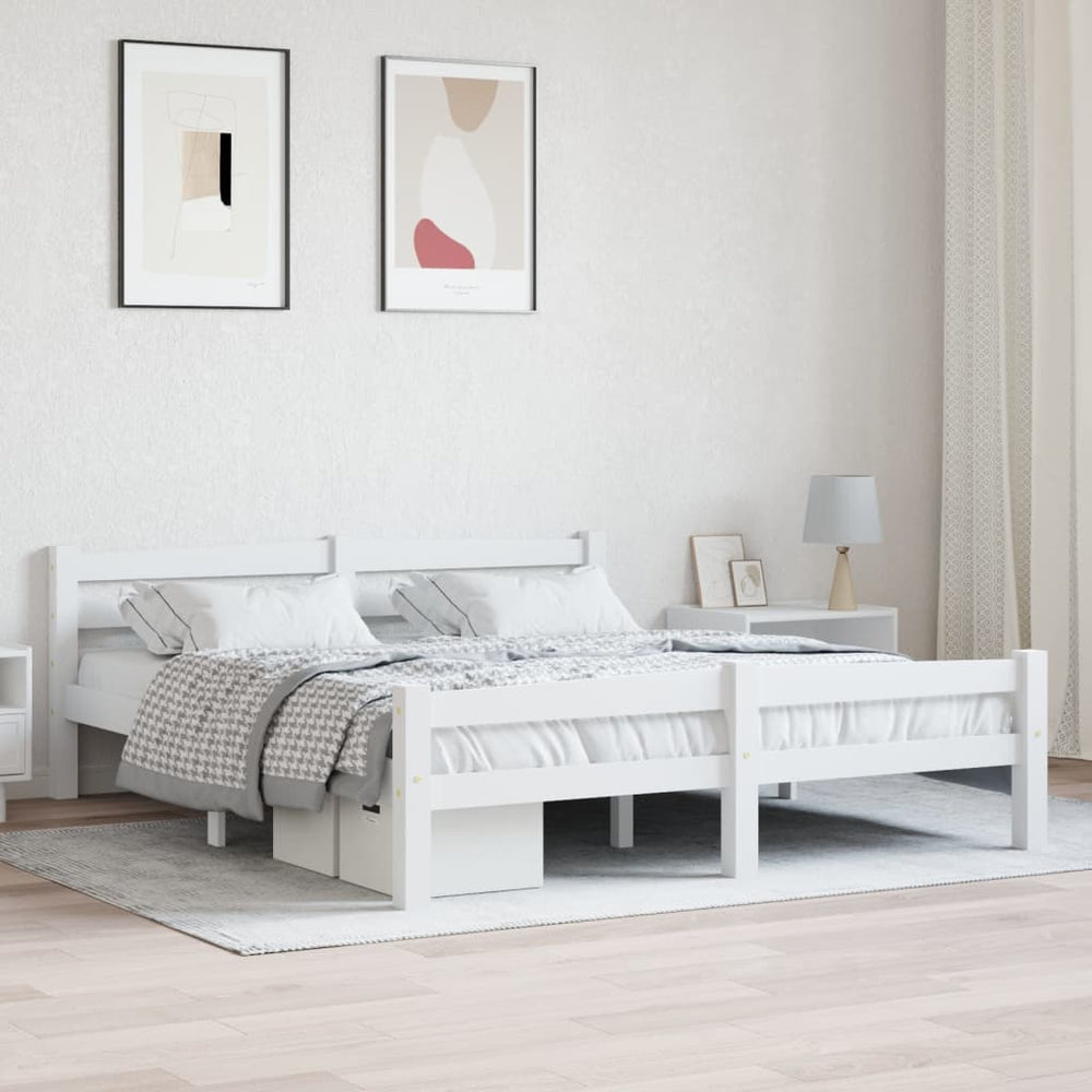 vidaXL Solid Pine Bed White 160x200 cm