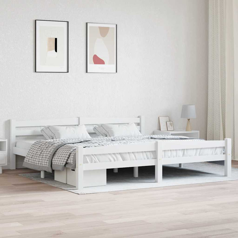 vidaXL Lit en bois massif blanc pin 200x200 cm