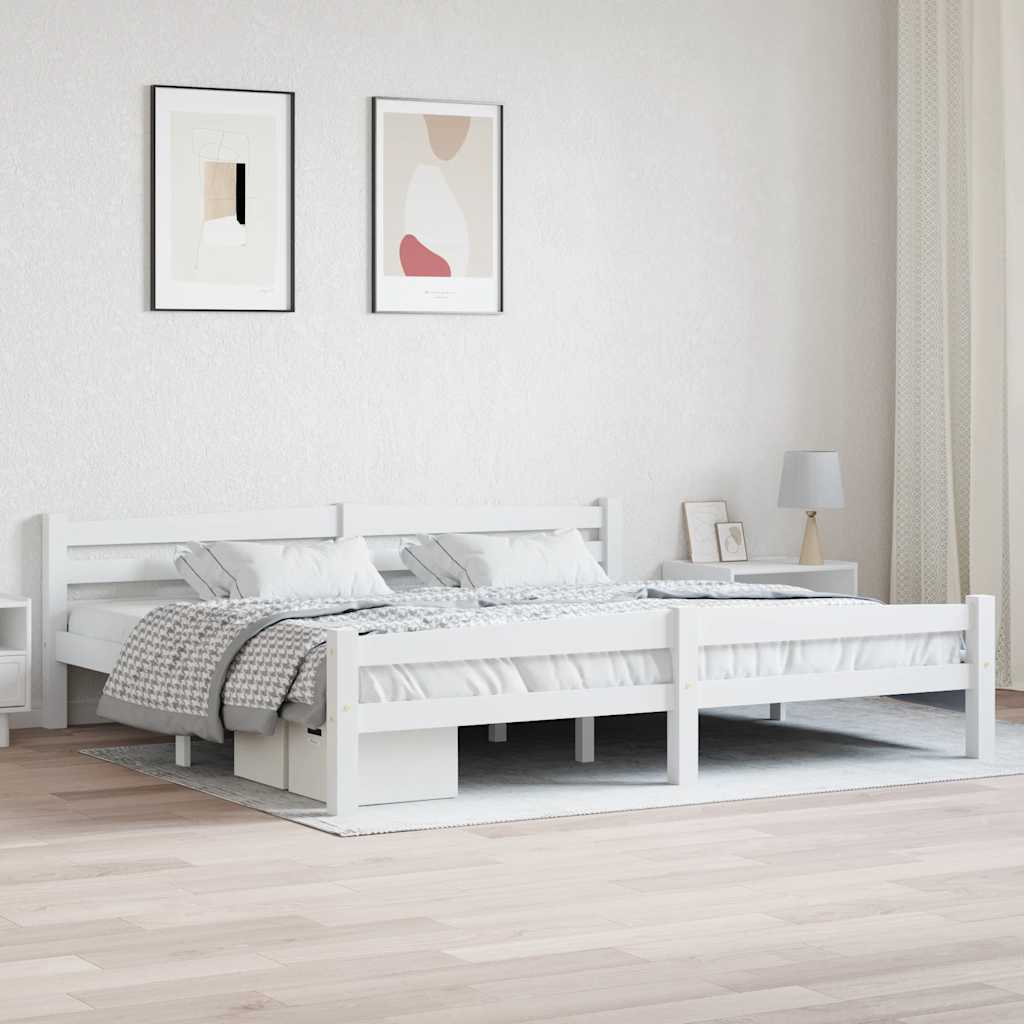 Massivholzbett Weiß Kiefer 200x200 cm