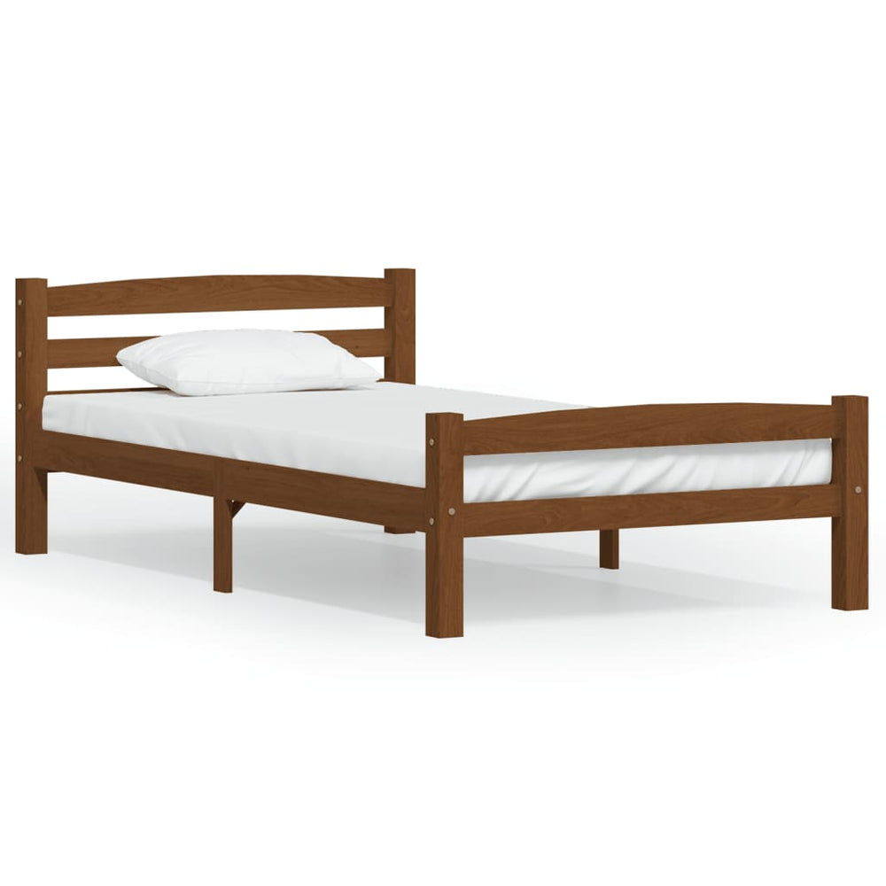 vidaXL Solid Wood Bed Honey Brown Pine 100x200 cm