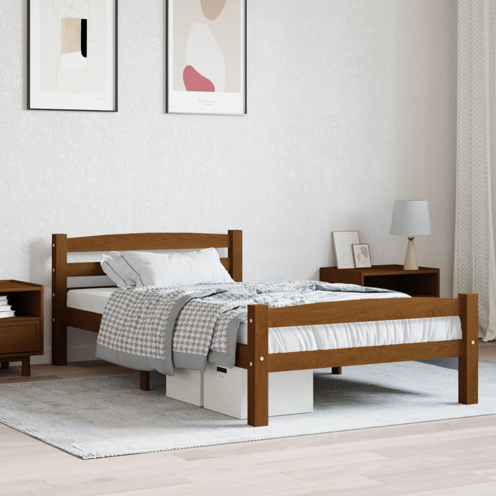 vidaXL Solid Wood Bed Honey Brown Pine 100x200 cm