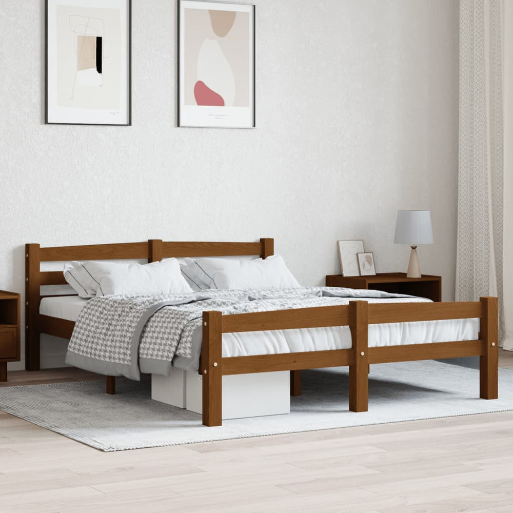 vidaXL Solid Pine Bed Honey Brown 140x200 cm