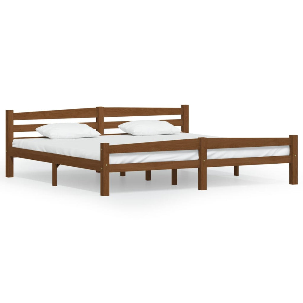 vidaXL Lit en bois massif marron miel pin 200x200 cm