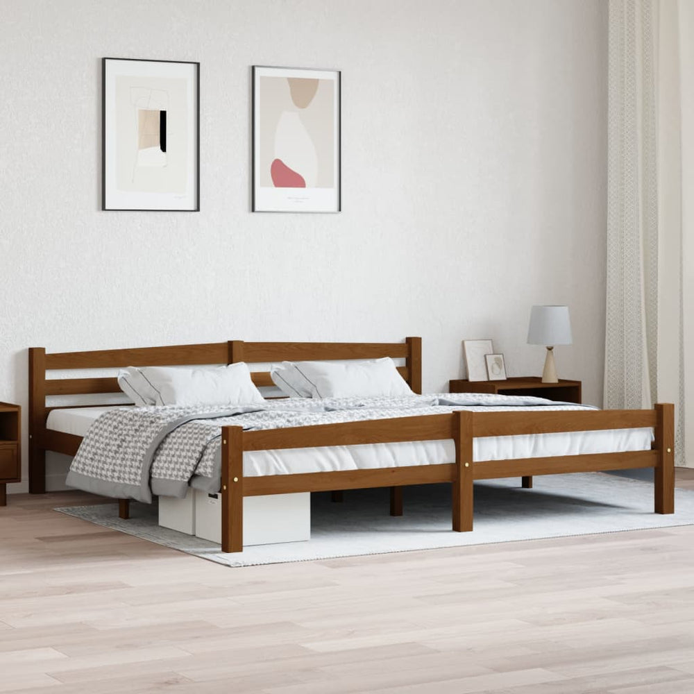 vidaXL Lit en bois massif marron miel pin 200x200 cm
